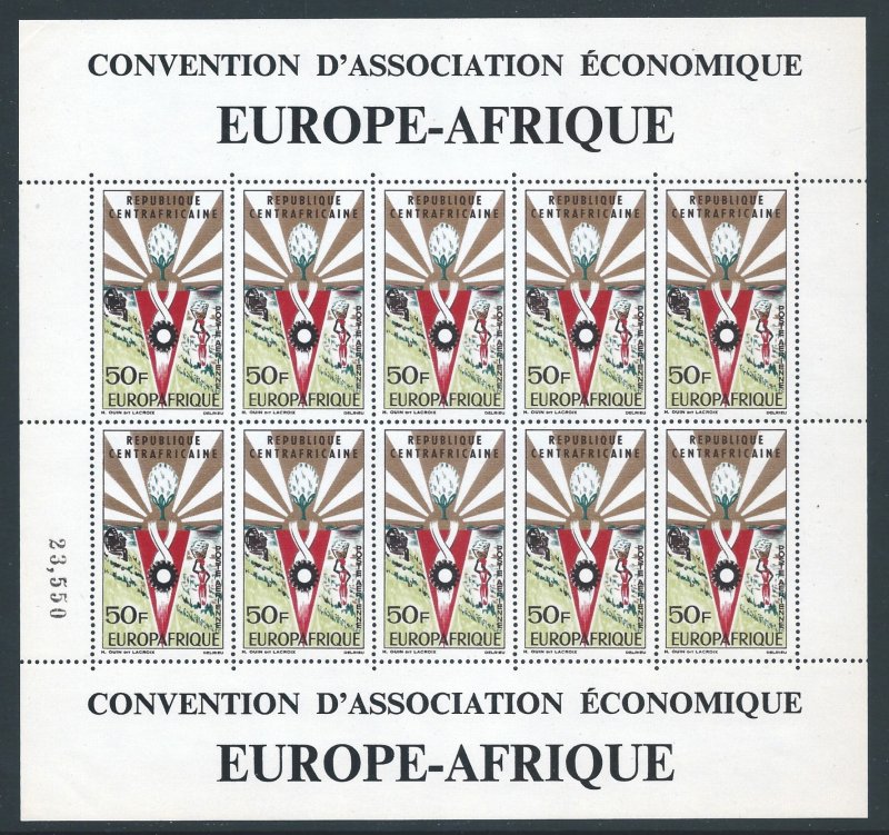 Central African Rep. #C31 NH Europafrique - Tractor, Cotton (Sheetlet of 10)