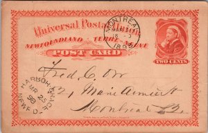 1898 Harbor Grace Newfoundland Postcard Cover To Montreal Canada