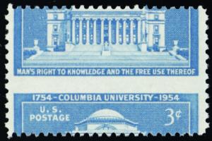 1029, 3¢ Columbia Univ Large Perforation Shift Error Mint NH - Stuart Katz