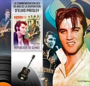 GUINEA - 2022 - Elvis, 45th Death Anniv - Perf Souv Sheet - Mint Never Hinged