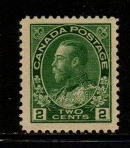 Canada Sc 107 1922  2 c yellow green  G V Admiral issue stamp mint