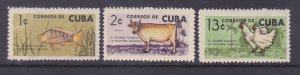 Cuba 838-40 MNH OG 1964 Development of National Industry Fish Cow Chickens set