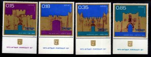 ISRAEL Scott 447-450 MNH**  Jerusalem Gates stamp set with tabs