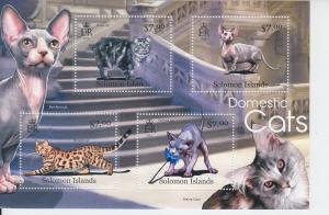 2013 Solomon Is Domestic Cats MS4 (Scott New) MNH