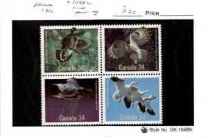 Canada, Postage Stamp, #1098a Block Mint NH, 1986 Birds (AH)