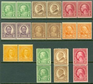 EDW1949SELL : USA 1923-32 Scott #597-606, 723 Line pairs. F-VF, MNH. Cat $306.00