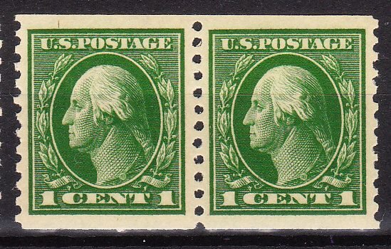 MOstamps - US #443 Mint OG NH Coil Pair (gum skips) - Lot # HS-N48 2025 SCV $160