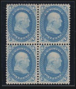 US 63 1c Franklin Mint Block of 4 w/ PF Cert VF appr OG H SCV $1600