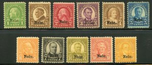 United States Scott 669-79 Unused LHOG- 1929 Nebraska Overprints Set-SCV $265.25