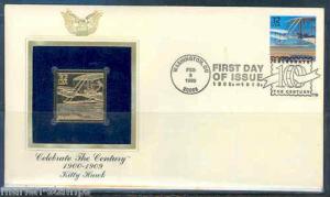 US KITTY HAWK GOLD REPLICA FDC