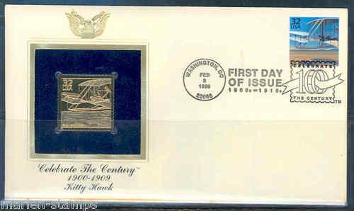 US KITTY HAWK GOLD REPLICA FDC