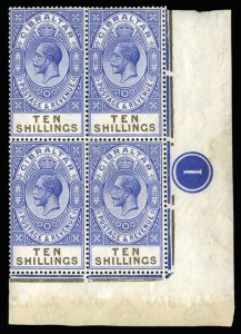 Gibraltar #91 Cat$150+ (as hinged singles), 1921-32 10sh ultramarine and blac...