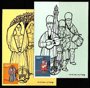 Portugal-Azores, Scott cat. 342-343. Musicians issue. 2 Max. Cards. ^
