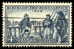 AUSTRALIA Sc 332 USED - 1959 4p -  Birth of Post Office - Postmaster I. Nichols