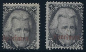 Scott 73S-B x 2 Unused, Fine on w/ shifted overprint SCV $700 (TJ 10/26)