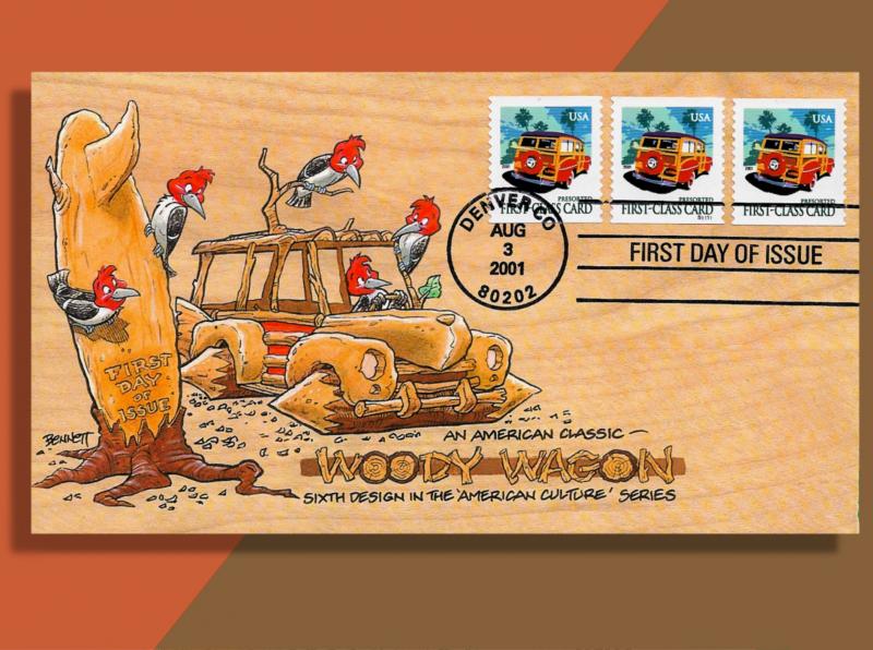 WOODY WAGON 15¢ Presorted Coil PNC • Woodpeckers' Wood-Carving Skills!