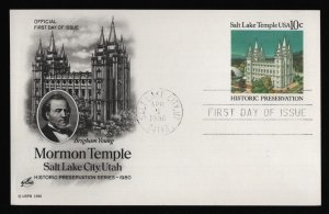 #UX83 10c Salt Lake Temple, Art Craft FDC **ANY 5=FREE SHIPPING**