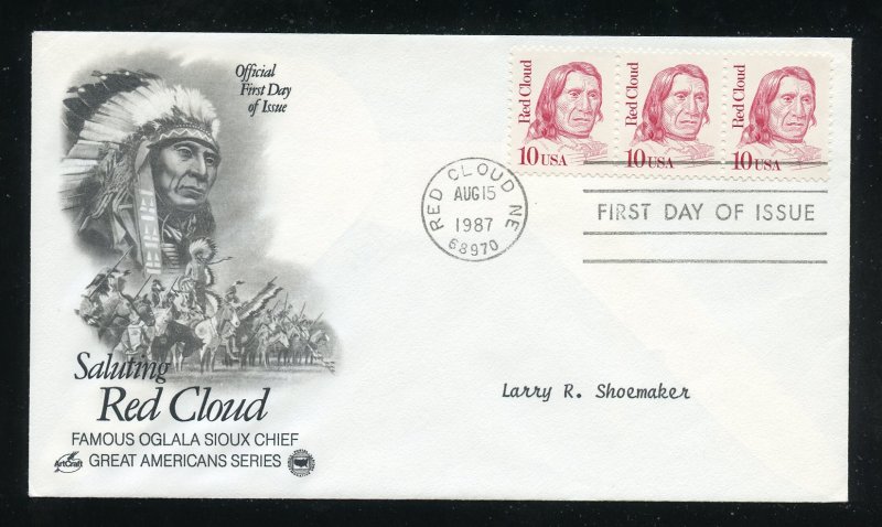 US 2175 10c Great Americans - Red Cloud ADDR PCS/Artcraft cachet FDC