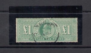 1902 GREAT BRITAIN - Stanley Gibbons #266 - 1 Pound Dull Blue-Green - Used - Sor