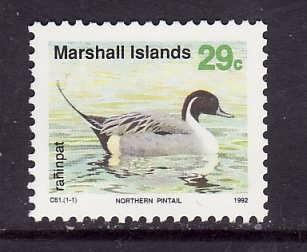 Marshall Is.-Sc#356-unused NH 29c Northern Pintail-Birds-1990-2-