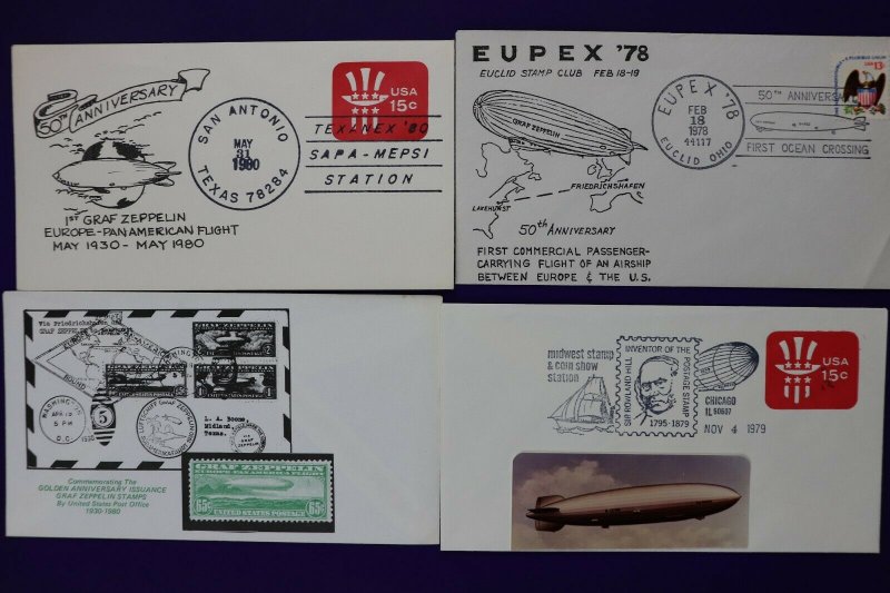 Graf Zeppelin Hindenburg airship balloon theme philatelic cachet cover expo lot