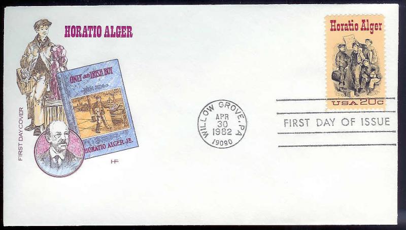 UNITED STATES FDC 20c Horatio Alger 1982 Farnam