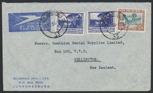 SOUTH AFRICA 1954 3/- airmail rate cover to New Zealand.....................H624
