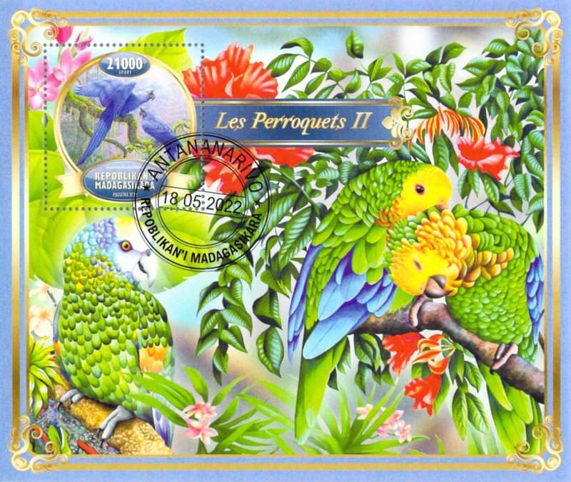 Madagascar 2022 Sheet  Parrots birds 1 value (TS0073)
