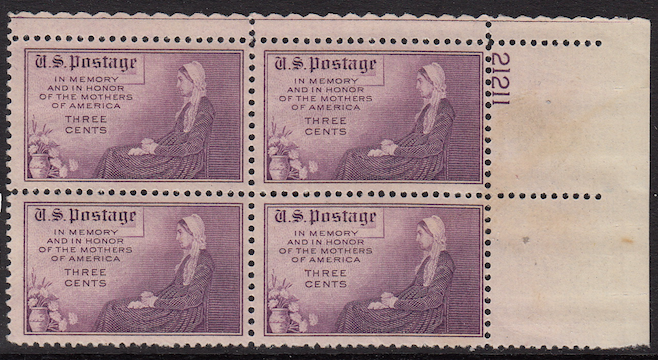 United States #737 Whistler's Mother Block of 4, Please see description.