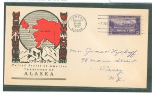 US 800 3c Alaska (part of the US Possession Series) single on an addressed FDC with a Linprint cachet (fold).