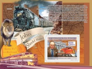 GUINEE GUINEA 2008 SHEET TRAINS LOCOMOTIVES JOHN SHEDD REED