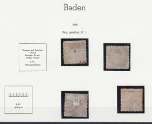 GERMANY BADEN 1860  USED  STAMPS  CAT £400+  REF 4021