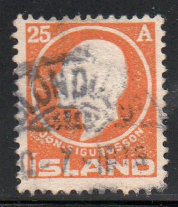 Iceland  Sc 91 1911 25 aur Jon Sigurdsson stamp used