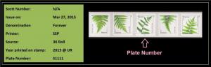 US 4973a-4977a 4977c Ferns forever PNC5 SSP (2015 date, 3K coil) MNH 2015 