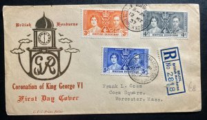 1937 Belize British Honduras First day cover Coronation King George VI KGVI