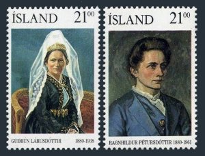 Iceland 696-697,MNH.Michel 724-725. Famous women 1990.Larusdottir,Petursdottir.