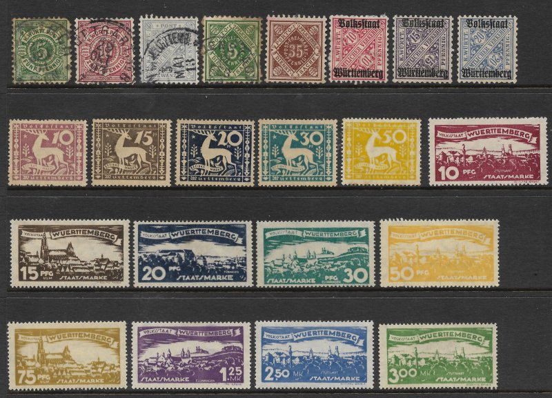 1900's Germany Wurttemberg Range Mixed lot mostly VF