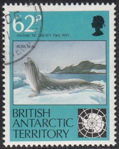 British Antarctic Territory 1991 used Sc #183 62p Ross seal Treaty 30th ann