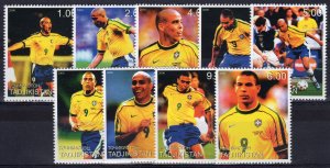 Tadjikistan 2000 TRIBUTE TO RONALDO BRAZILIAN FOOTBALL Set  (9) MNH