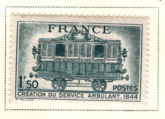 FRANCE Scott 472 MH* 1944 Early Postal Car stamp