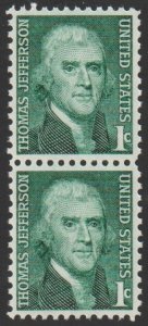 SC# 1278 - (1c) - Thomas Jefferson, MNH Vertical Pair