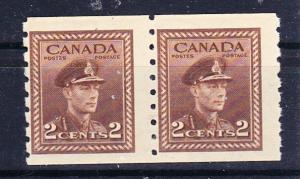 Canada  264 MNH 1942 KGVI 2c brn Defin. Pair