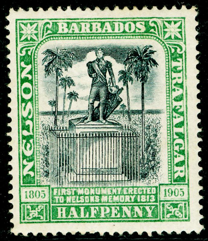 BARBADOS SG146, ½d black & pale green, M MINT. Cat £11.