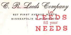 C. R. LEEDS COMPANY MINNEAPOLIS MINNESOTA CORNER 5c MACHINE FRANK TO CANADA 1963