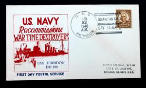 US Naval Cover USS Herndon DD-198 US #684 at Guantanamo Bay Feb 22, 1940