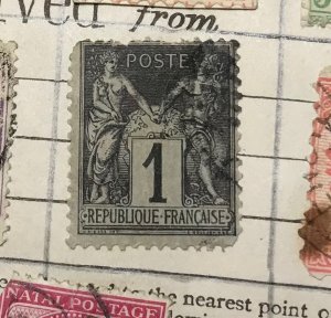 1877 1 c poste Republic of France  stamp