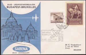 HUNGARY 1957 Sabena first flight cover to Brussels Belgium.................A6299