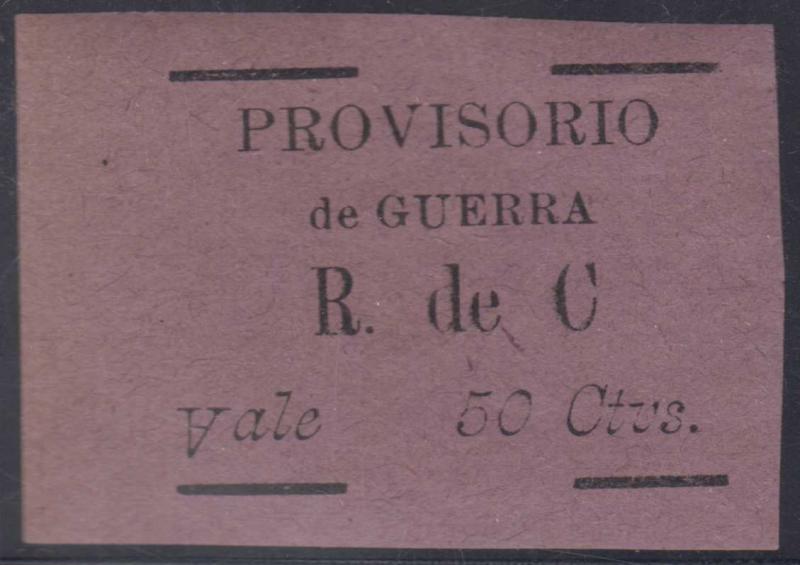 NICARAGUA 1900 POSTAL TAX WAR PROVISIONAL R de. C Vale 50 Ctvs. INVTD A MINT