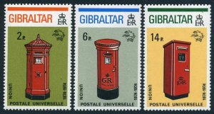 Gibraltar 307-309,MNH.Michel 310-312A. UPU-100,1974.Pillar Boxes.
