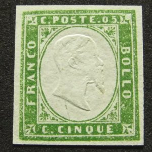 1855-83 Italy State Sardania 5c Myrtle Green MNG/LH/VF/XF SC#10d